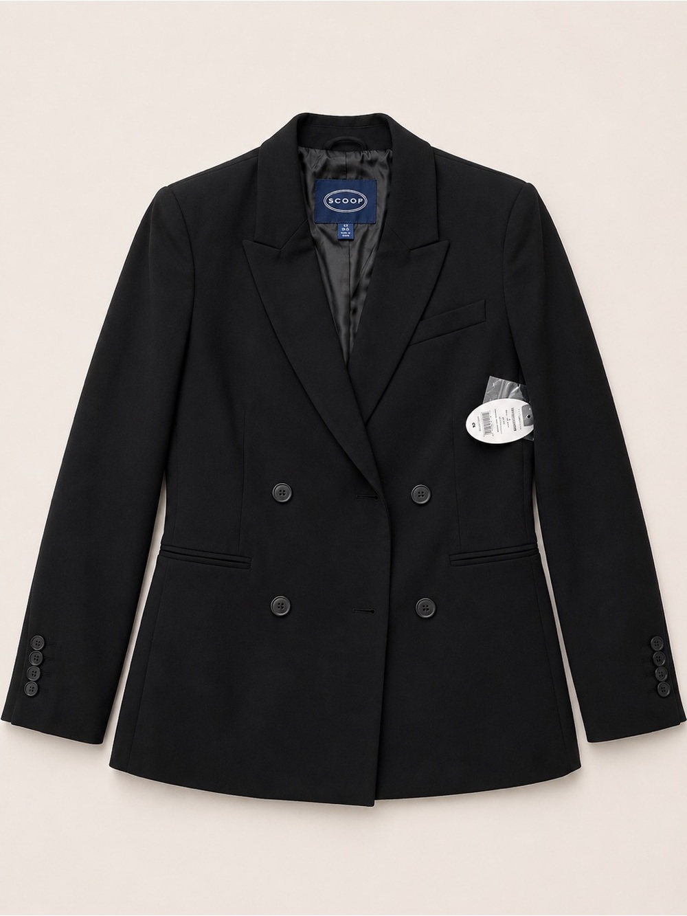 Scoop Double-Breasted Black Women's Blazer